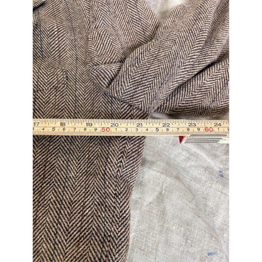 Jordache Vintage Mens 40L Herringbone Blazer Brown Wool Blend Sport Coat Jacket - Picture 9 of 11